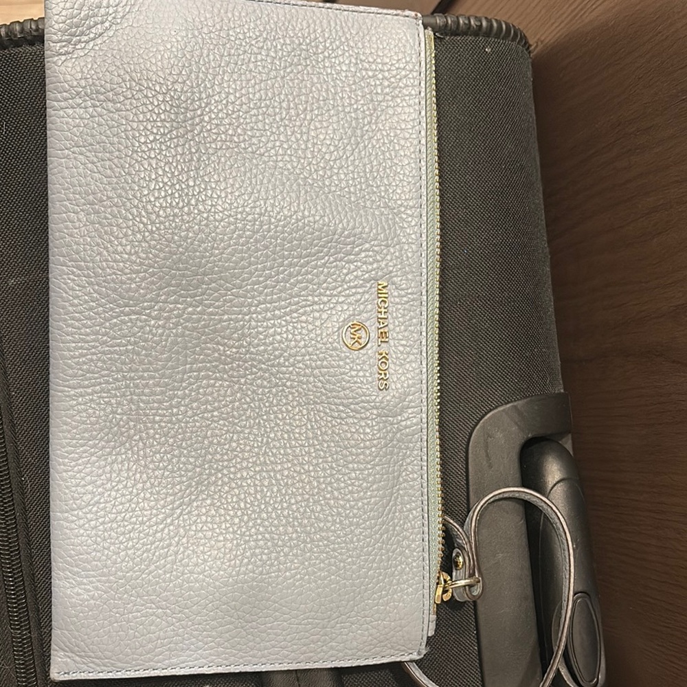 Michael Kors Gray Textured Leather Wristlet
